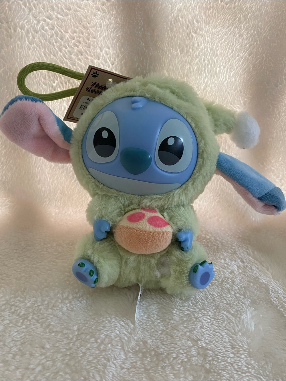 Darling Disney Miniso Plush Stitch keychain or bag accessory in Bunny Outfit NWT